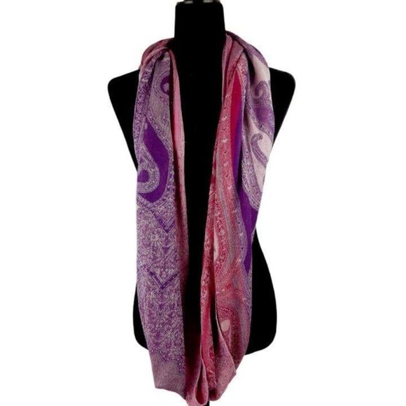 Boho Paisley Purple and Pink Rayon Blend Scarf 🔥2 for $20🔥 - Picture 2 of 4